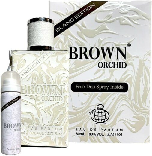 Fragrance World Brown orchid blanc edition Eau De Perfume set with deo free 80ml